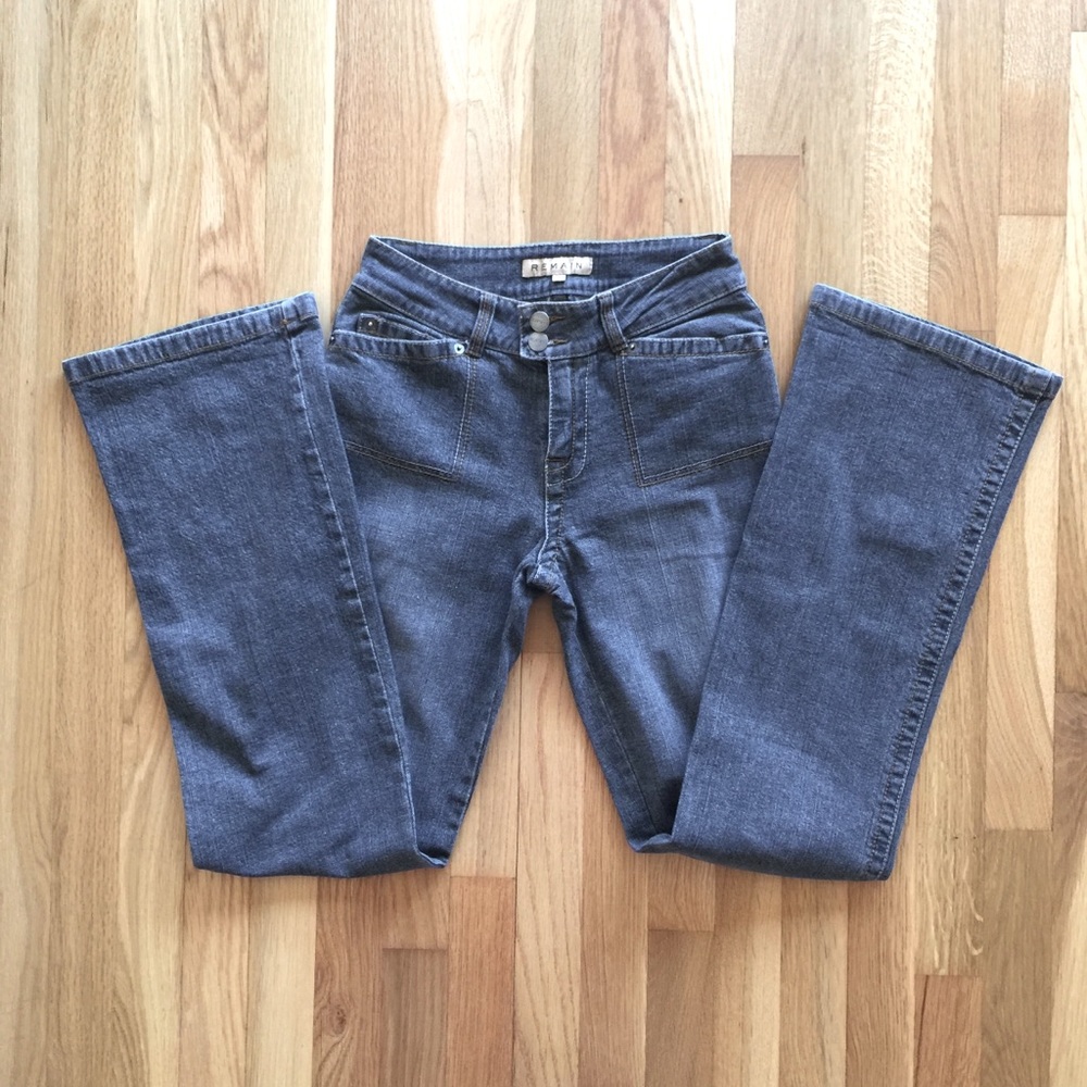 Bootcut jeans gray with orange stitching